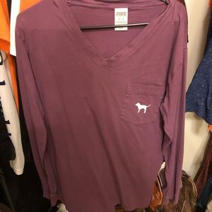 PINK V neck long sleeve